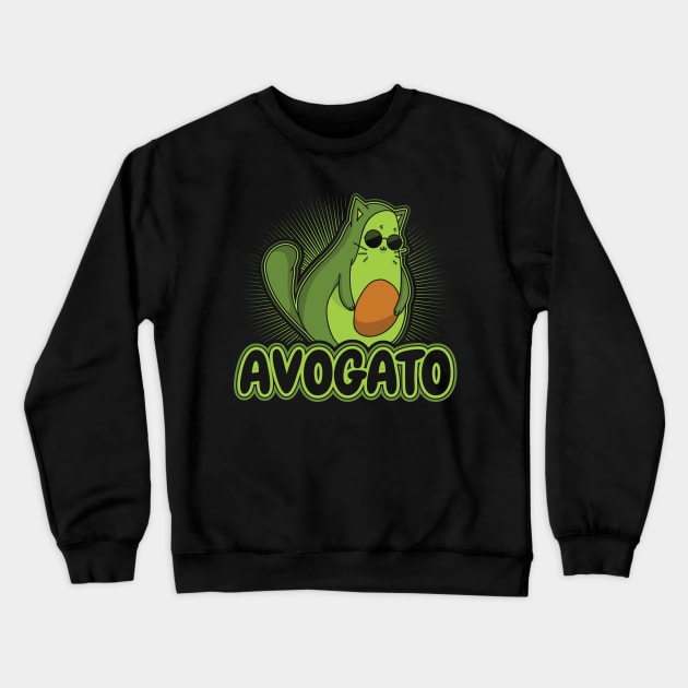 Avogato Funny Avocado Cat Lover Crewneck Sweatshirt by aneisha